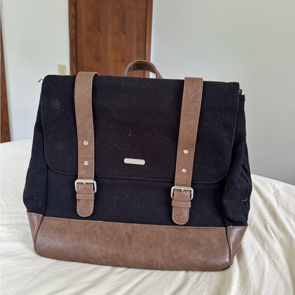 little unicorn black/vegan leather diaper bag